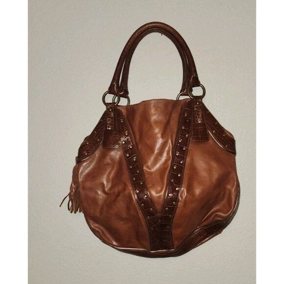 Via Spiga Caramel Brown  Leather Tote Hobo Bag Purse Handbag shoulder Bag - Picture 1 of 8